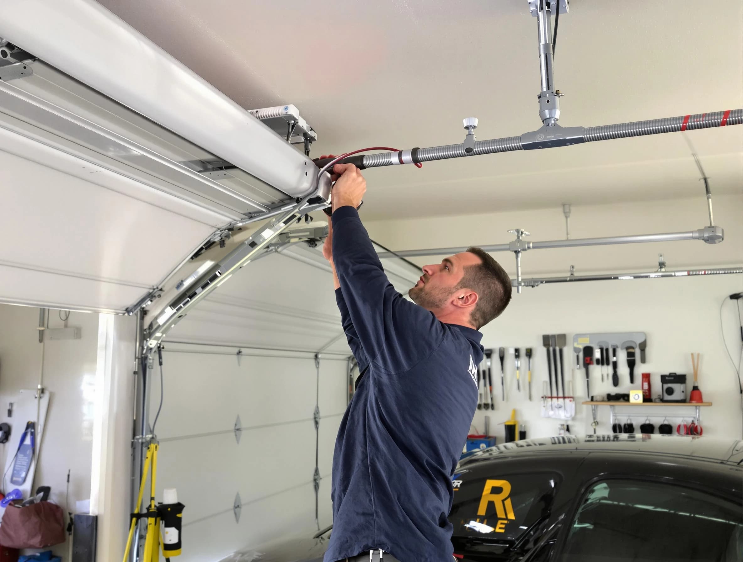 Mansfield Garage Door Repair technician performing garage door cable repair in Mansfield