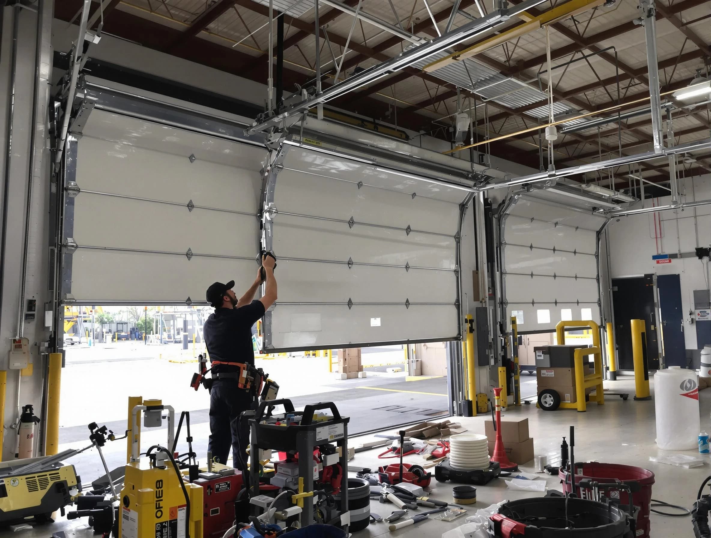 Mansfield Garage Door Repair technician performing commercial garage door repair in Mansfield