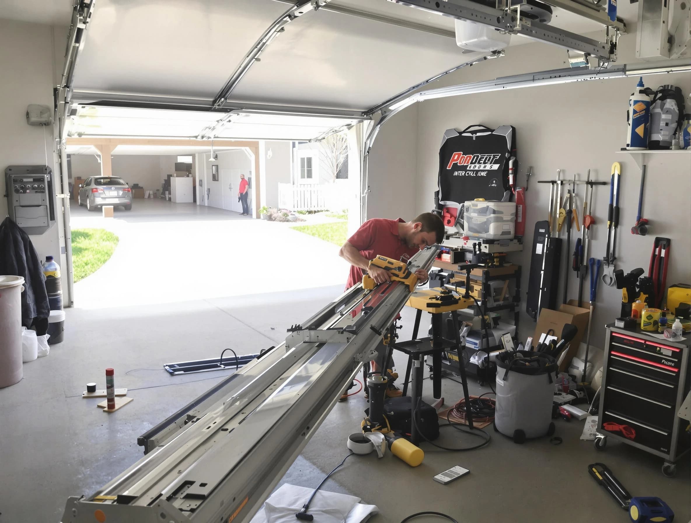 Mansfield Garage Door Repair expert performing track repair in Mansfield