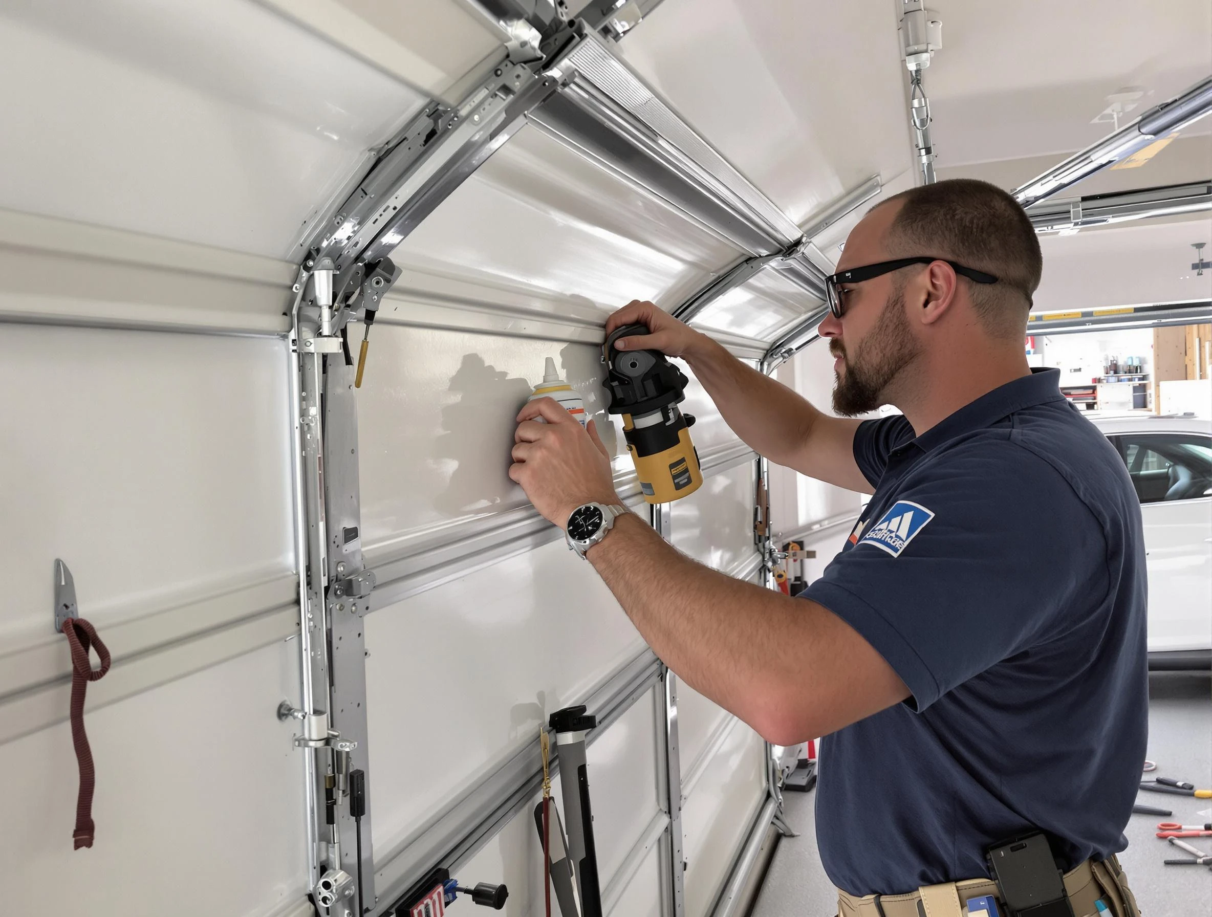 Mansfield Garage Door Repair technician quieting a noisy garage door in Mansfield